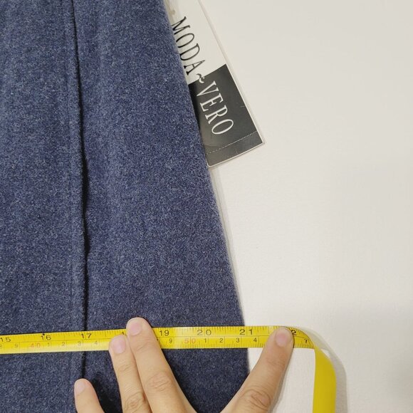 Vintage Moda Vero | Dark Blue Wool Blend A-Line Mini Skirt Faux Wrap Lined 13/14 - Picture 10 of 12